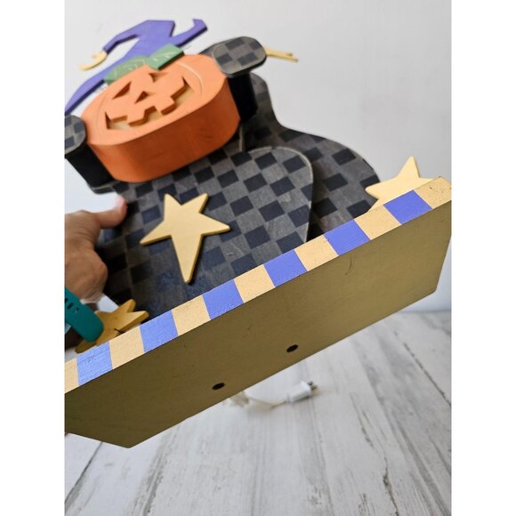 vintage Terrys village vintage wooden cat 28" Halloween prop light up pumpkin la - Picture 12 of 12